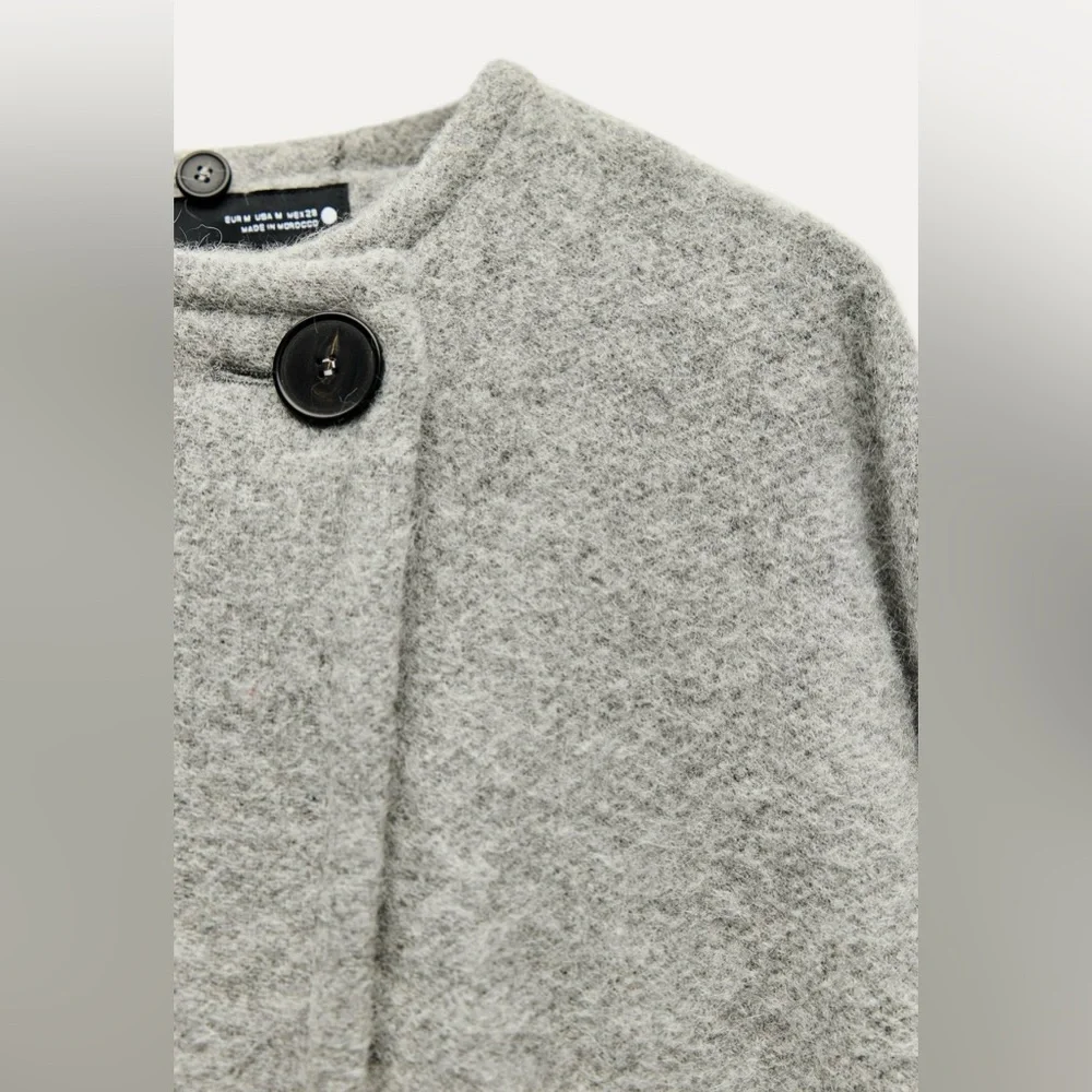 ZARA ALPACA BLEND CAPE COAT WITH SCARF ZW COLLECTION, size MEDIUM, NWT - Picture 10 of 13